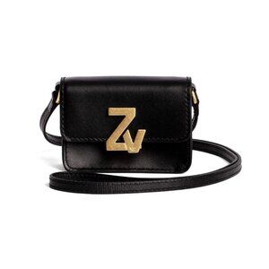 ZADIG & VOLTAIRE ZV Initiale Mini City Grigri Black Leather Crossbody Bag